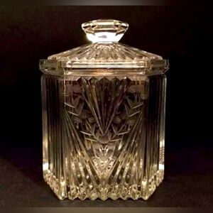 Crystal ice bucket. Elegant art deco design. 1930's vibe. 5 pounds of crystal.